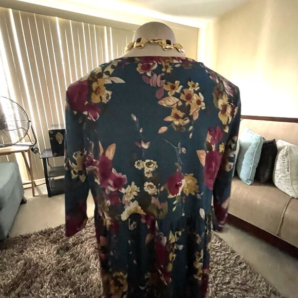 Sew in Love Women's Blue Floral Babydoll Whimsical Fairy 3/4 Sleeve Top XL Work - Picture 8 of 14